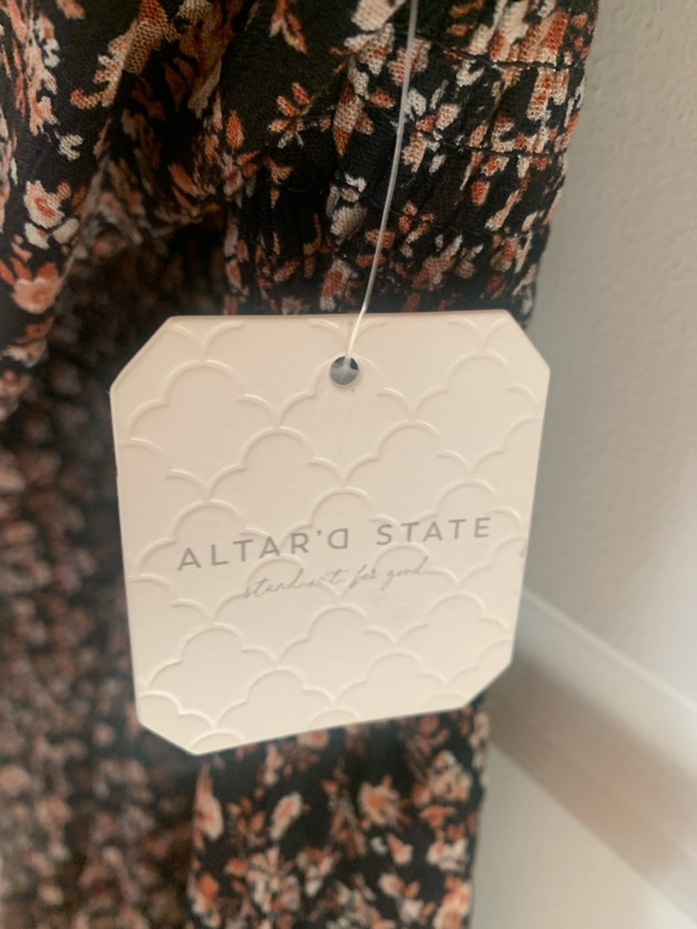 Altar'd State Black Floral Off-Shoulder Mini Dress Size XL - Picture 3 of 6